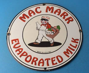 VINTAGE MAC MARR EVAPORATED MILK PORCELAIN DAIRY GAS SERVICE STATION PUMP SIGN - Picture 1 of 14