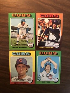 Lot of 4 1975 Topps Chicago Cubs Morales Kessinger Dettore Todd RC NICE - Bild 1 von 2