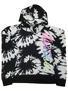 Justice Black & White Tie Dye Rainbow Hoodie Sweatshirt Sweat Shirt - Picture 1 of 1
