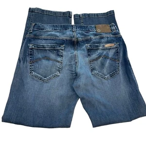 AX Armani Exchange Mens Distressed Y2K Wide Leg Jeans Size 34 (32x29) Med Wash - Picture 1 of 12