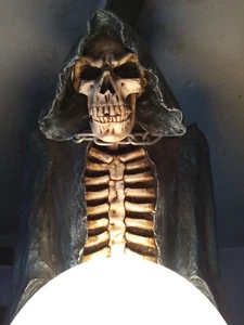 Large Grim Reaper Skeleton Goth Light Lamp, Vintage, Rare Unusual, Black Grey - Picture 1 of 8