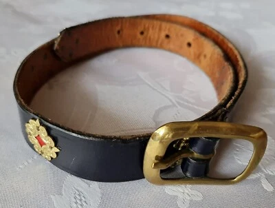 VINTAGE OKTOBERFEST DIRNDL TRACHTEN TYROLEAN ALPINE BLACK LEATHER BOYS BELT - Image 1 of 4