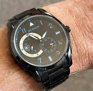 c2015 Men's BINLUN Automatic Wrist Watch. Calendar. 50m. Sapphire. Steel - Picture 1 of 12