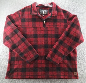 John Wayne Stock & Supply 1/4 Zip Sweater Sweatshirt Mens XL Red Plaid Buffalo  - Picture 1 of 12