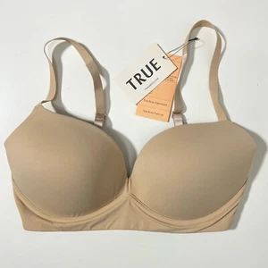 Sujetador push up True & Co True Body sin aros para mujer - 34DD beige nuevo con etiquetas - Imagen 1 de 6