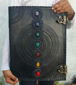 Handmade Extra Large Seven Stone Journal Notebook Chakra Embossed Journal wecca