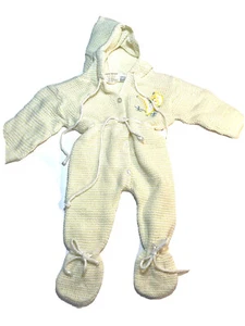 Vintage Baby Girl / Boy Footed Knit Sleeper By “Newborn” 0-6 Mos. One Piece Pjs - Picture 1 of 7