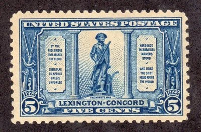 US # 619 (1925) 5c - MNH - Grade: VF/XF Lexington-Concord: The Minute Man - Image 1 of 2