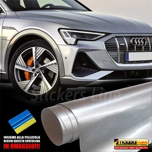 Película Gris Plateado Brillante Metalizado Cm 150x500 Envoltura De Auto Moto - Imagen 1 de 4