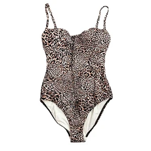 JETS Australia swimsuit size 6 Leopard GATHERED TIE FRONT One Piece nwt - Picture 1 of 7