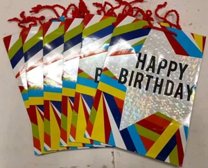 American Greetings Rainbow Star Printed Happy Birthday Bags Lot Of 6 - Picture 1 of 4