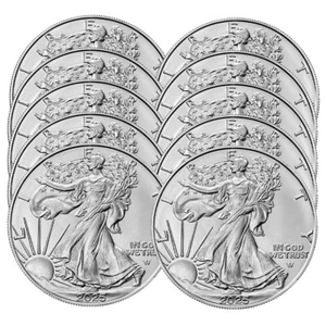 Lot of 10 - 2025 $1 American Silver Eagle 1 oz BU - Picture 1 of 3