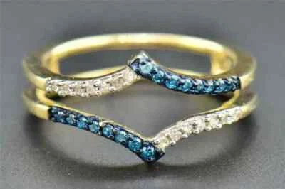 Anillo de compromiso azul potenciador oro amarillo 14K envoltura 0,20 quilates diamante creado en laboratorio Foto 1 de 4