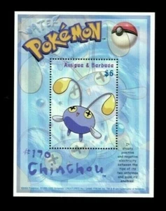 Antigua & Barbuda 2002 - Pokemon, #190 Chinchou - Souvenir Stamp Sheet - MNH - Picture 1 of 1