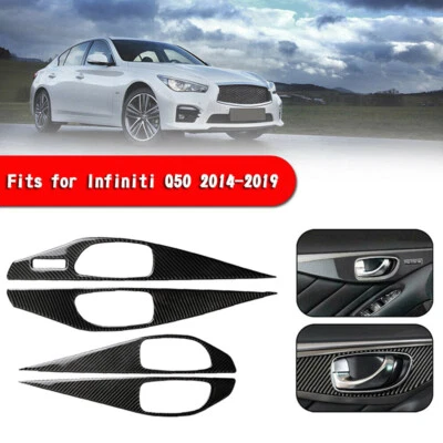 4 отделочных чехла на дверную ручку из углеродного волокна для Infiniti Q50 2014-2020 - Изображение 1 из 4