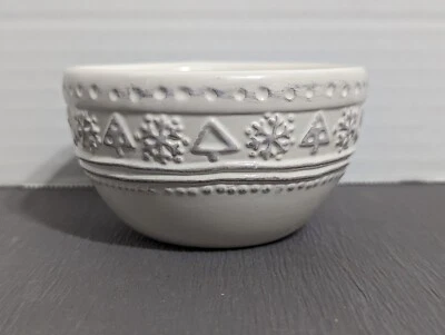 Hallmark Christmas Dip Bowl. White With Snowflake And Tree Border. - Image 1 of 4