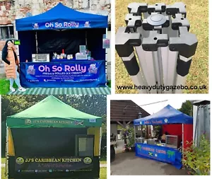 HEAVY DUTY PRINTED GAZEBO MARKET STALL FAST FOOD EVENT TENT SIGNS INCLUDED - Picture 1 of 11
