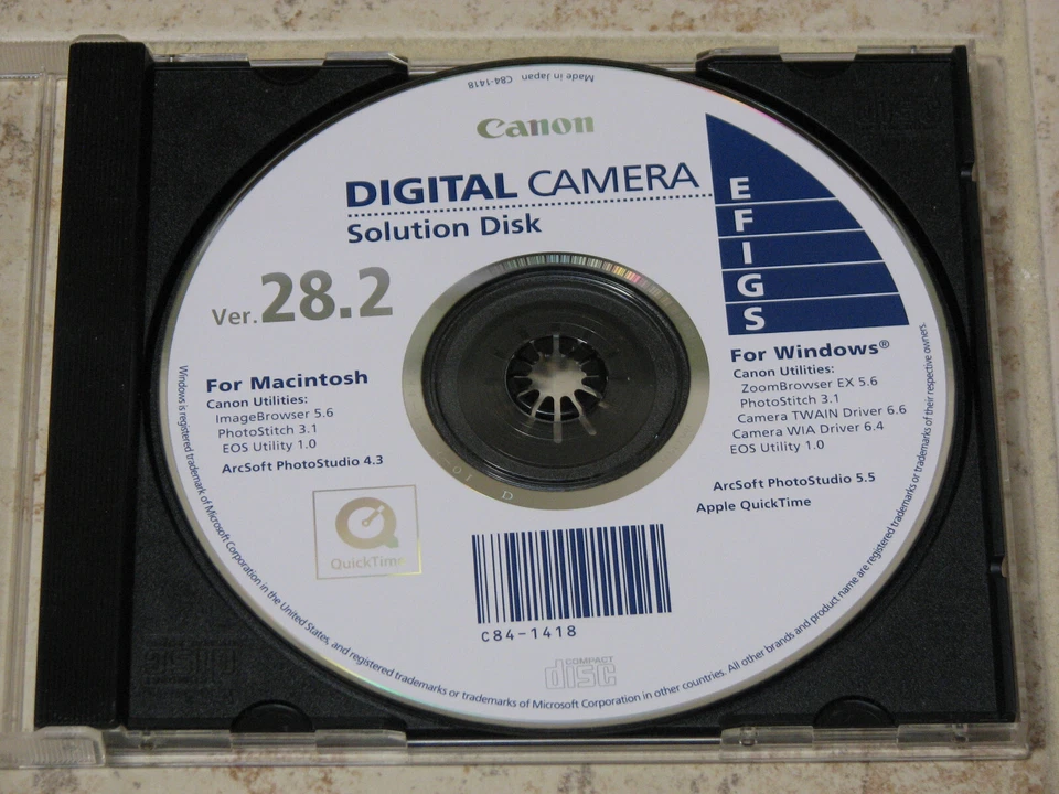 Canon Digital Camera Solution Disk, w/ ImageBrowser, PhotoStitch - Mac & Windows - Image 1 of 1