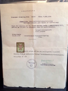 Judaica Document Tax Clearance Certificate, Vienna, 1939 for Dr. Wilder Emilia - Picture 1 of 8