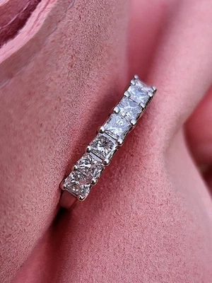 Anillo de compromiso de boda de diamantes 14kt 1,26ct talla 7 corte princesa Foto 1 de 4
