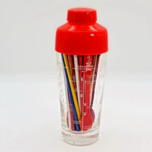 Vintage '66 Mid-Century Cocktail Glas Shaker Bargeschirr Rezepte + Rührstäbchen LESEN - Bild 1 von 5