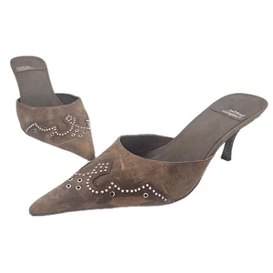 Jeffrey Campbell Head-West Pointed-Toe Heeled Mules Women's 9 Brown - Picture 1 of 13