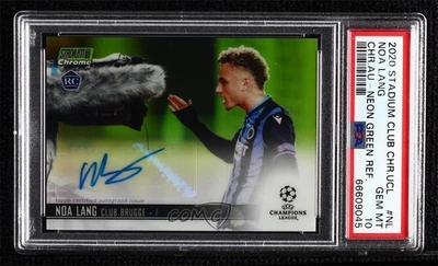 2020-21 Stadium Club Chrome UCL Neon Green Refractor /99 Noa Lang Rookie Auto RC - Image 1 of 2