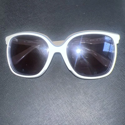 Diane von Furstenberg KARLIE White Blue Beige Laminate Sunglasses 56-18-135 - Image 1 of 4