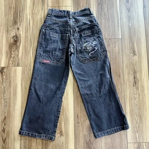 Vintage 90s Y2K JNCO Jeans Tribals Dragon Denim Jeans, Black, Size 14 - Picture 1 of 10