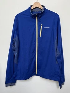 Patagonia Men's Jacket XL Full Zip Windbreaker Running Blue Yellow Hiking - Picture 1 of 18