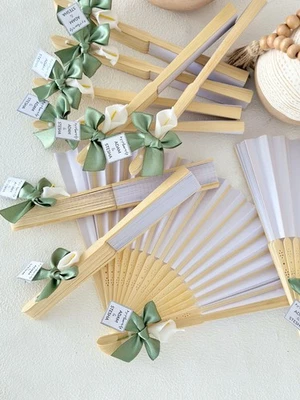 Custom Wooden Hand Fan Favor | Rustic Boho Wedding Decoration & Keepsake - Image 1 of 4