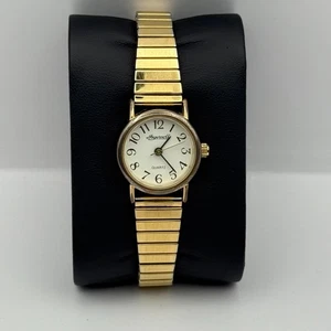 Ingersoll Ladies Quartz Watch White Dial Gold Tone Stretch Band Working 21mm - Picture 1 of 13