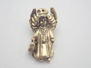Doctor Nurse Angel Gold Tone Vintage Lapel Pin - Picture 1 of 3