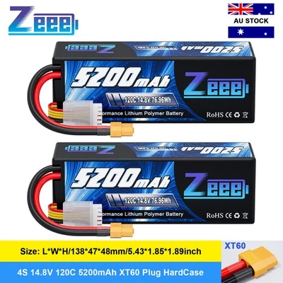 2x Zeee 4S Lipo Battery 5200mAh XT60 14.8V 120C for RC Car Truck Racing Models - image 1 of 4