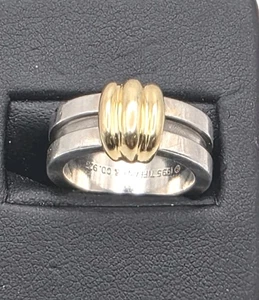 Anillo/banda talla 5/TIFFANY&Co acanalada plata y 18K - Imagen 1 de 7