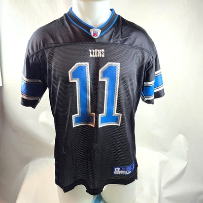 Camiseta Reebok Lions Juvenil XL Negra Roy Williams 11 NFL Malla Fútbol Retro Foto 1 de 4