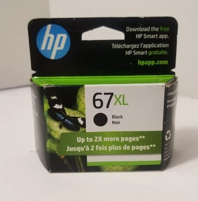New HP 67XL High Yield Black Original Ink Cartridge Exp. 02/2027- Sealed - Image 1 of 3