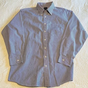 Joseph A Banks maßgeschneidertes Herrenhemd Größe 17 - 34 blau Nadelstreifen Baumwolle EG - Bild 1 von 6