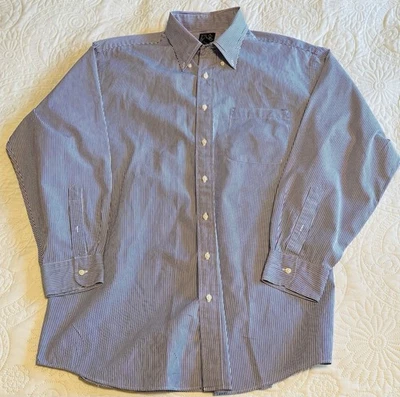 Joseph A Banks Men Tailored Dress Shirt Size 17 - 34 BLUE PINSTRIPE Cotton EC - Image 1 of 4