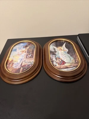 Vintage framed oval porcelain collector plates from the Bradford Exchange. - Image 1 of 4