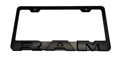 3D RAM 1500 TRX Emblem Stainless Steel Matte Black License Plate Frame W/ Caps - Image 1 of 4