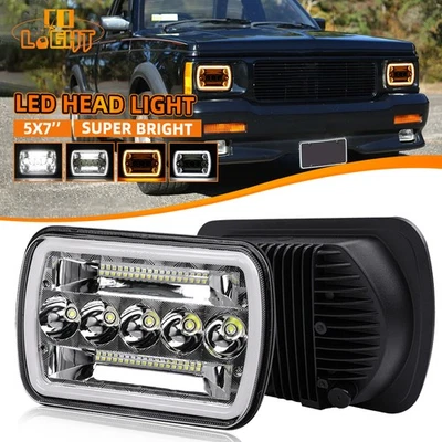 Fit 82-93 Chevy S10 Blazer GMC S15 7X6 Projector Halo LED Headlight  Hi/Lo - Image 1 of 4