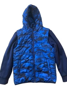 Giacca Under Armour Youth Large blu mimetica con cappuccio zip intera maniche ibride - Foto 1 di 10
