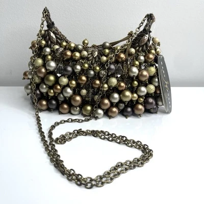 Mary Frances Mini Pearl Beaded Shoulder Crossbody Bag Gold, Silver And Brass - Image 1 of 4