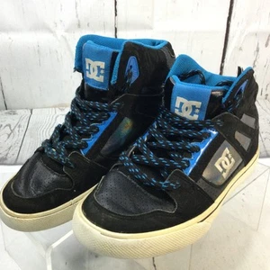DC Kid's Pure High Top Shoe Sz 4 Black Royal  Skateboard Sneakers  - Picture 1 of 10