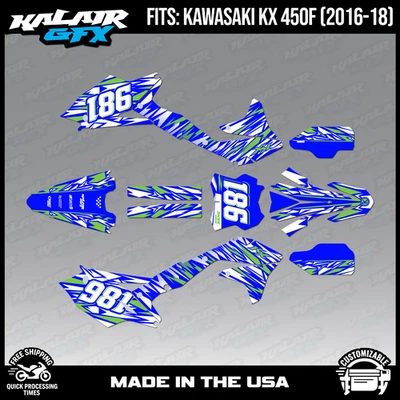 Kit de gráficos para Kawasaki KX450F (2016-2018) KX 450F serie Twitch - azul Foto 1 de 4