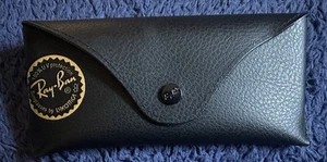 Ray-Ban Medium Black Leatherette Rectangular Soft Case with Gold Branding - Picture 1 of 2