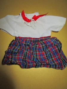 540) SCHÖNES ALTES GEMUSTERTES PUPPENKLEID ALLE MASSE BITTE DEN FOTOS ENTNEHMEN - Bild 1 von 5
