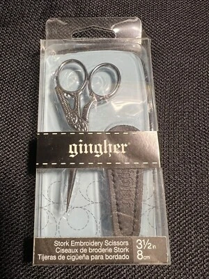 Gingher Stork Embroidery Scissors 3 1/2in.-8cm With Protective Case, New In Box - Image 1 of 4