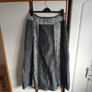 Grey/Silver Klass Collection long skirt inset Paisley panels lace detail size 12 - Picture 1 of 3